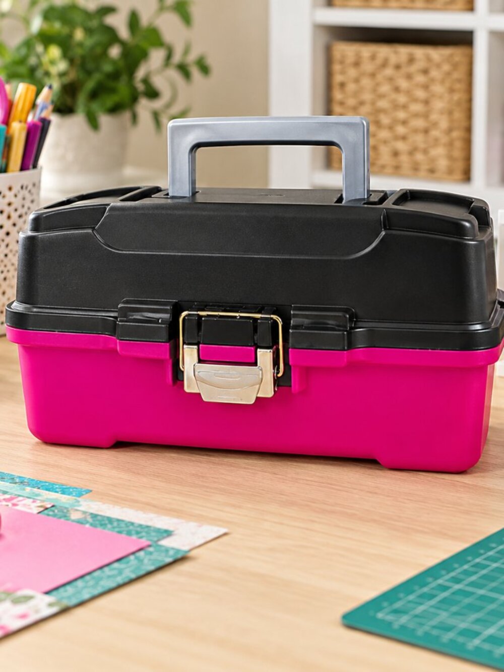 Creative Options Adjustable Compartment Two Tray Craft Box-NWT